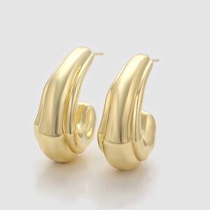 Ridged Hoop Earrings 14k Gold Plated | Waterproof Luxury Jewelry